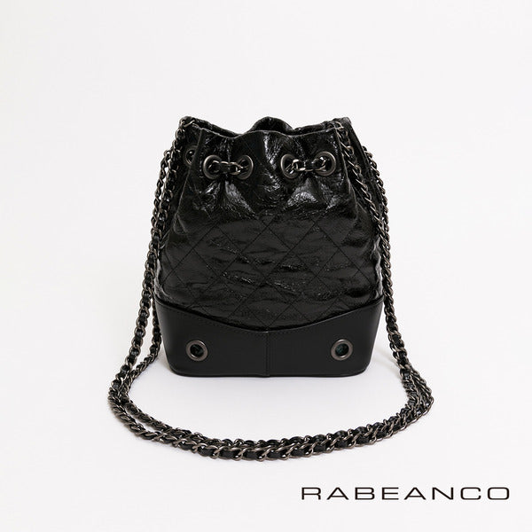RABEANCO JANA鏈帶後背肩背水桶包-黑
