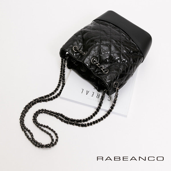 RABEANCO JANA鏈帶後背肩背水桶包-黑