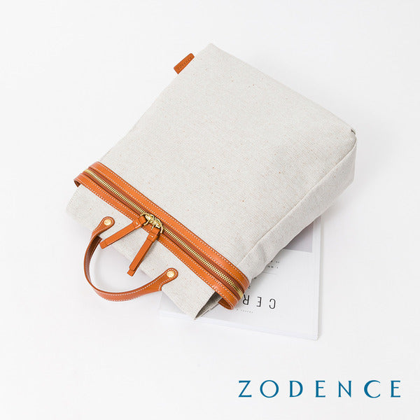ZODENCE DION德國帆布桶型拉鍊後背包 貴族白